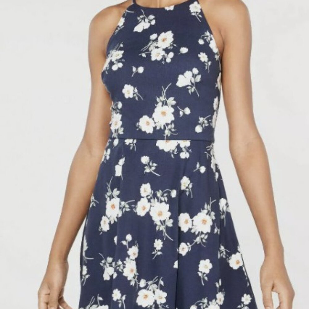 BCX Blue and White Floral Mini dress Sleeveless